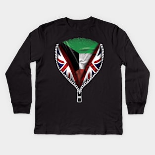 Kuwaiti Flag  Kuwait Flag zipped British Flag - Gift for Kuwaiti From Kuwait Kids Long Sleeve T-Shirt